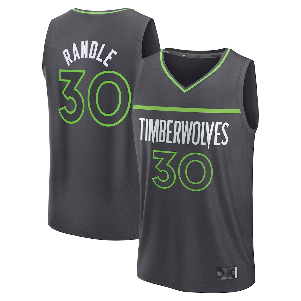 Fenge M.Timberwolves #30 Julius Randle Charcoal Fast Break Replica Player Stitched Jerseys - Statement Edition