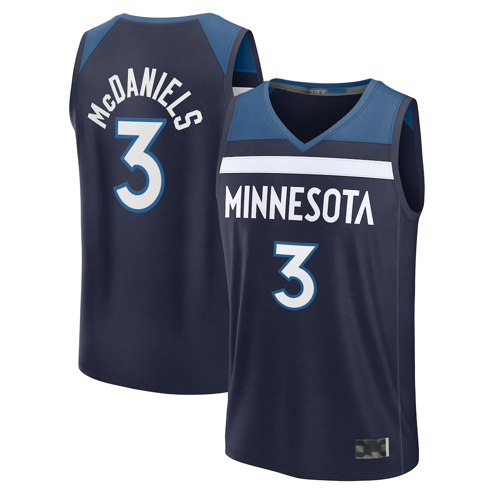 Fenge M.Timberwolves #3 Jaden McDaniels Navy Fast Break Replica Stitched Jerseys - Icon Edition