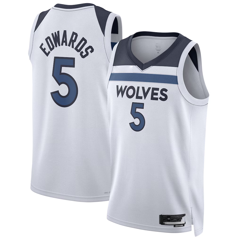 Fenge M.Timberwolves #5 Anthony Edwards White Swingman Stitched Jerseys - Association Edition