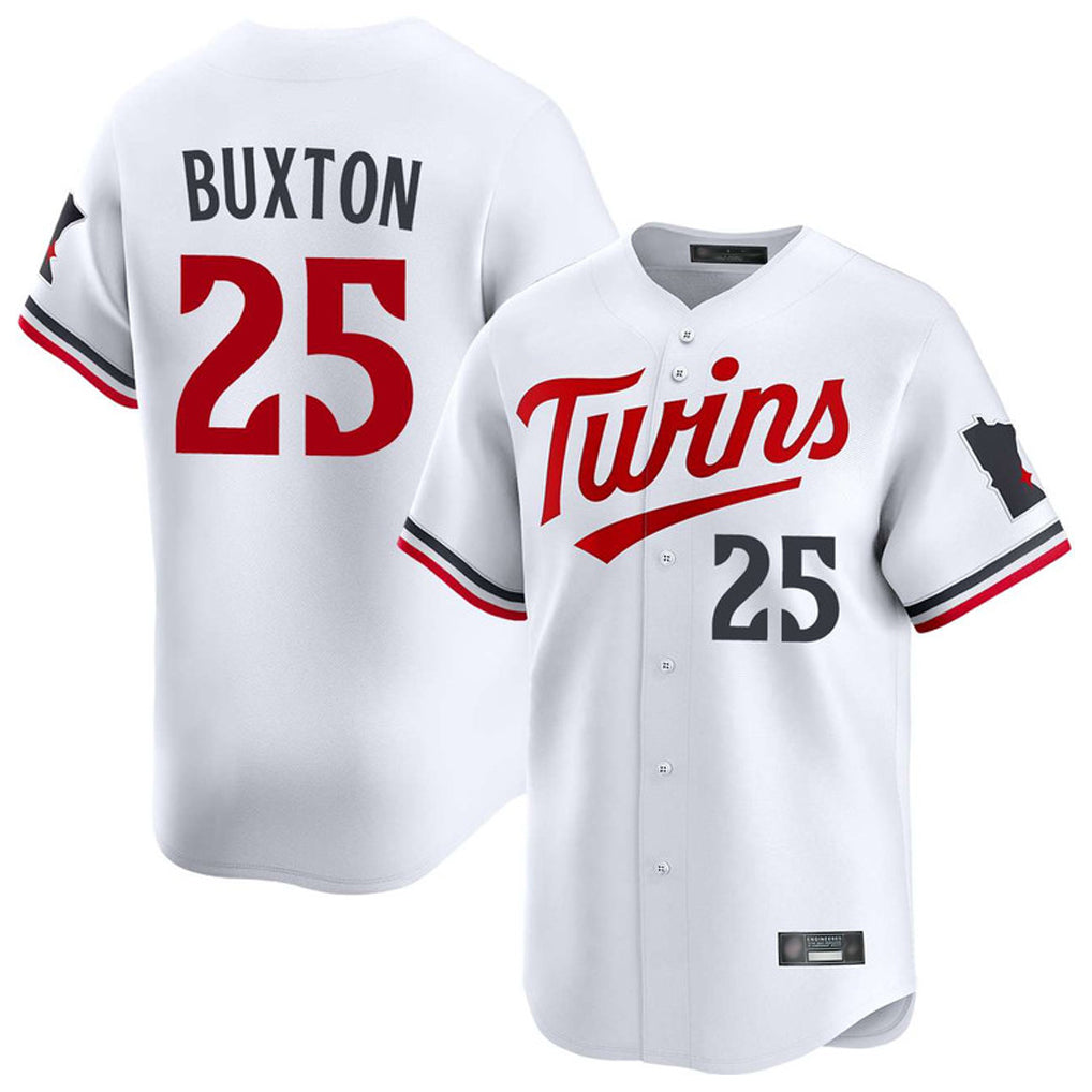 Fenge M.Twins #25 Byron Buxton Player White Home Limited Stitched Jerseys