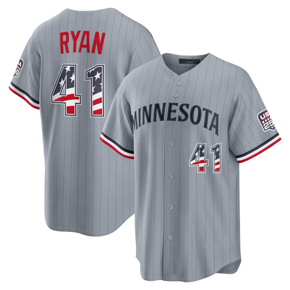 Fenge M.Twins #41 Joe Ryan Gray USA 250 Fourth of July Road Stadium Jersey