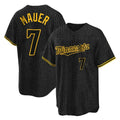 Fenge M.Twins #7 Joe Mauer Player Black Snake Skin City Home Game Stitched Jerseys