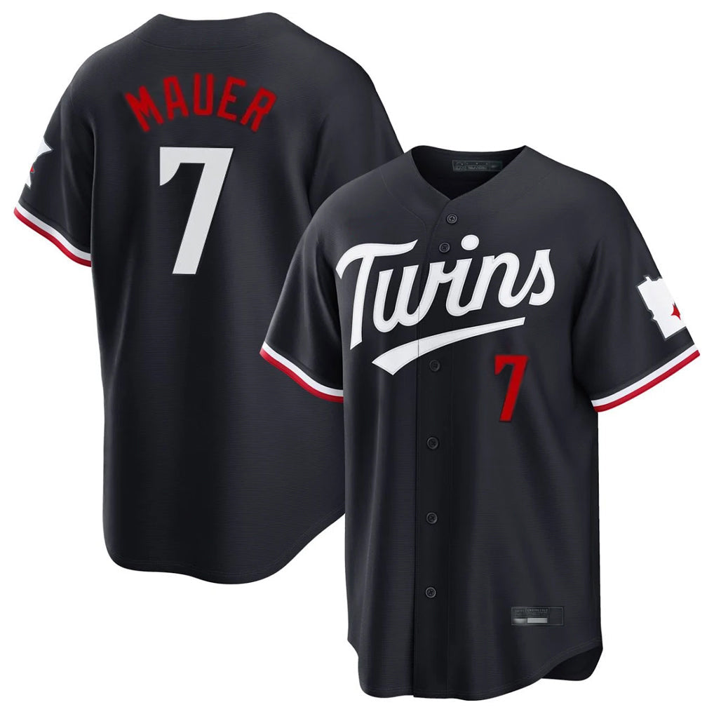 Fenge M.Twins #7 Joe Mauer Player Navy Home Game Stitched Jerseys