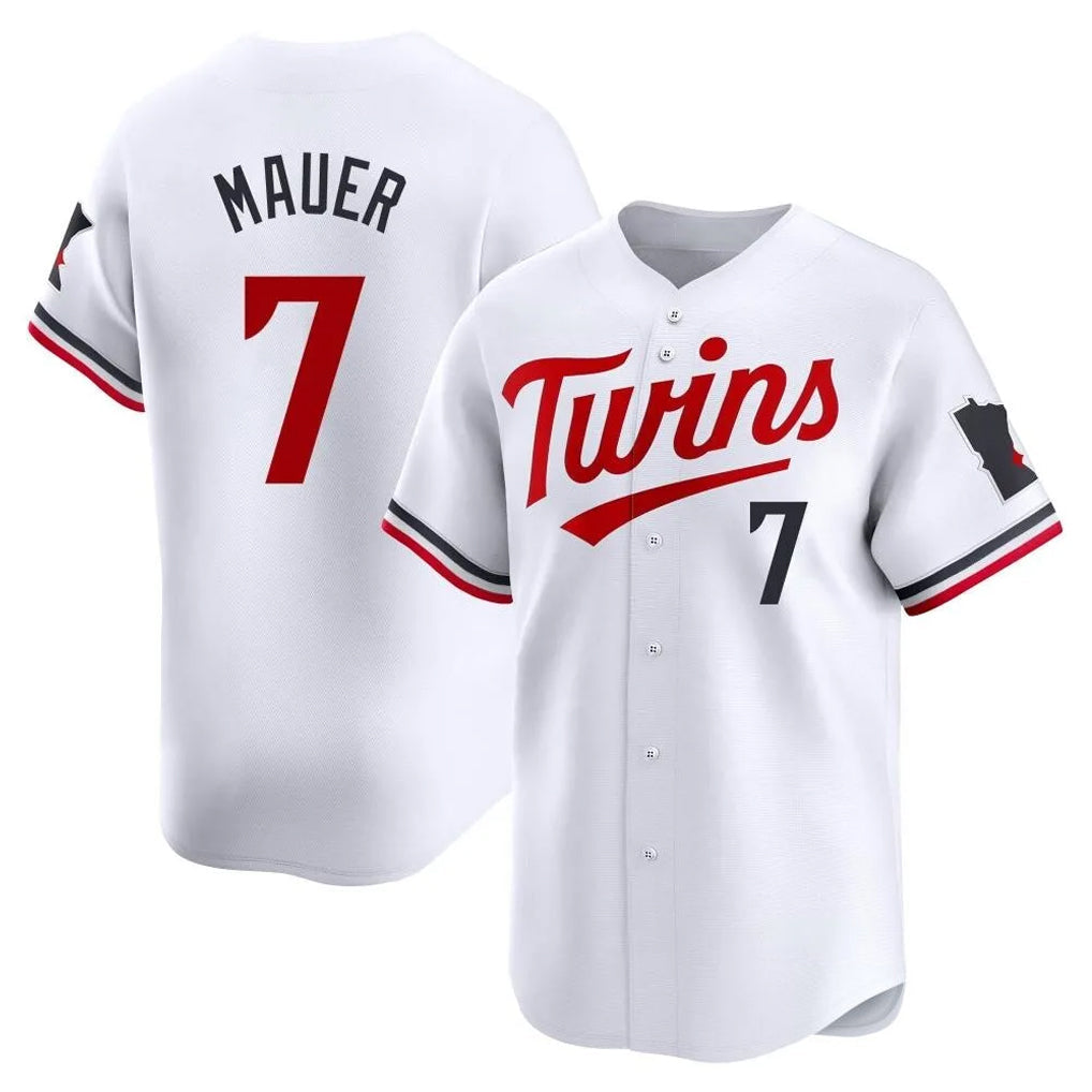 Fenge M.Twins #7 Joe Mauer Player White Home Limited Stitched Jerseys