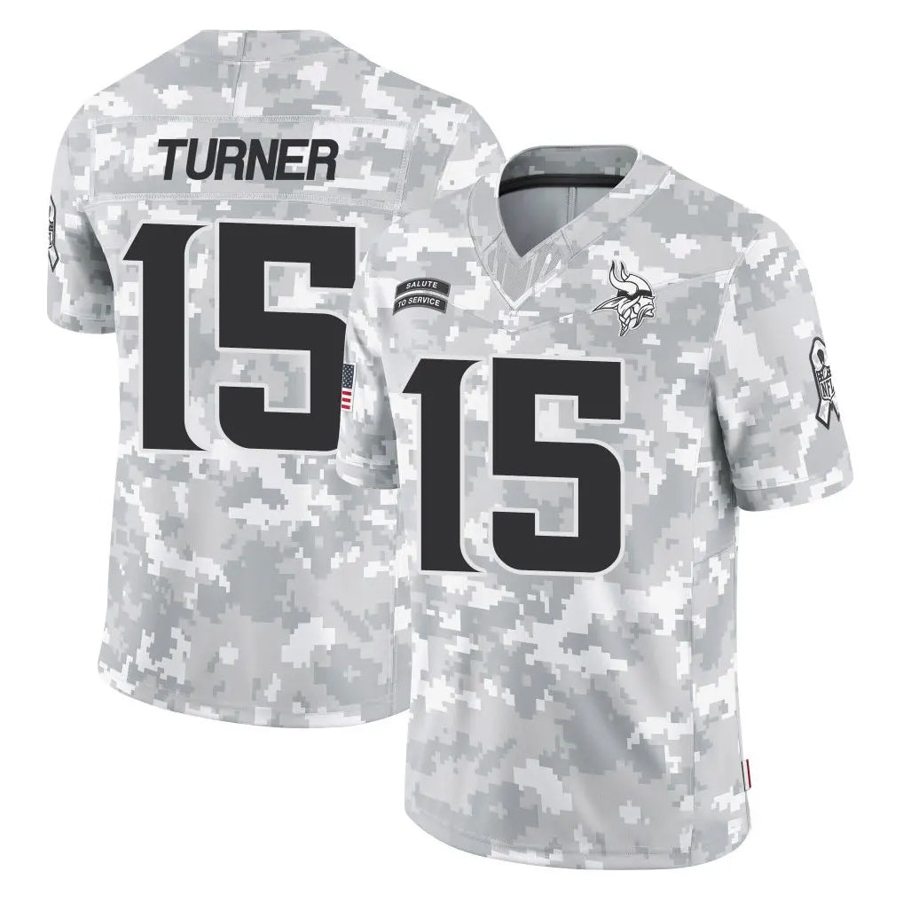 Fenge MN.Vikings #15 Dallas Turner Player Arctic Camo Salute To Service Limited Game Stitched Jerseys