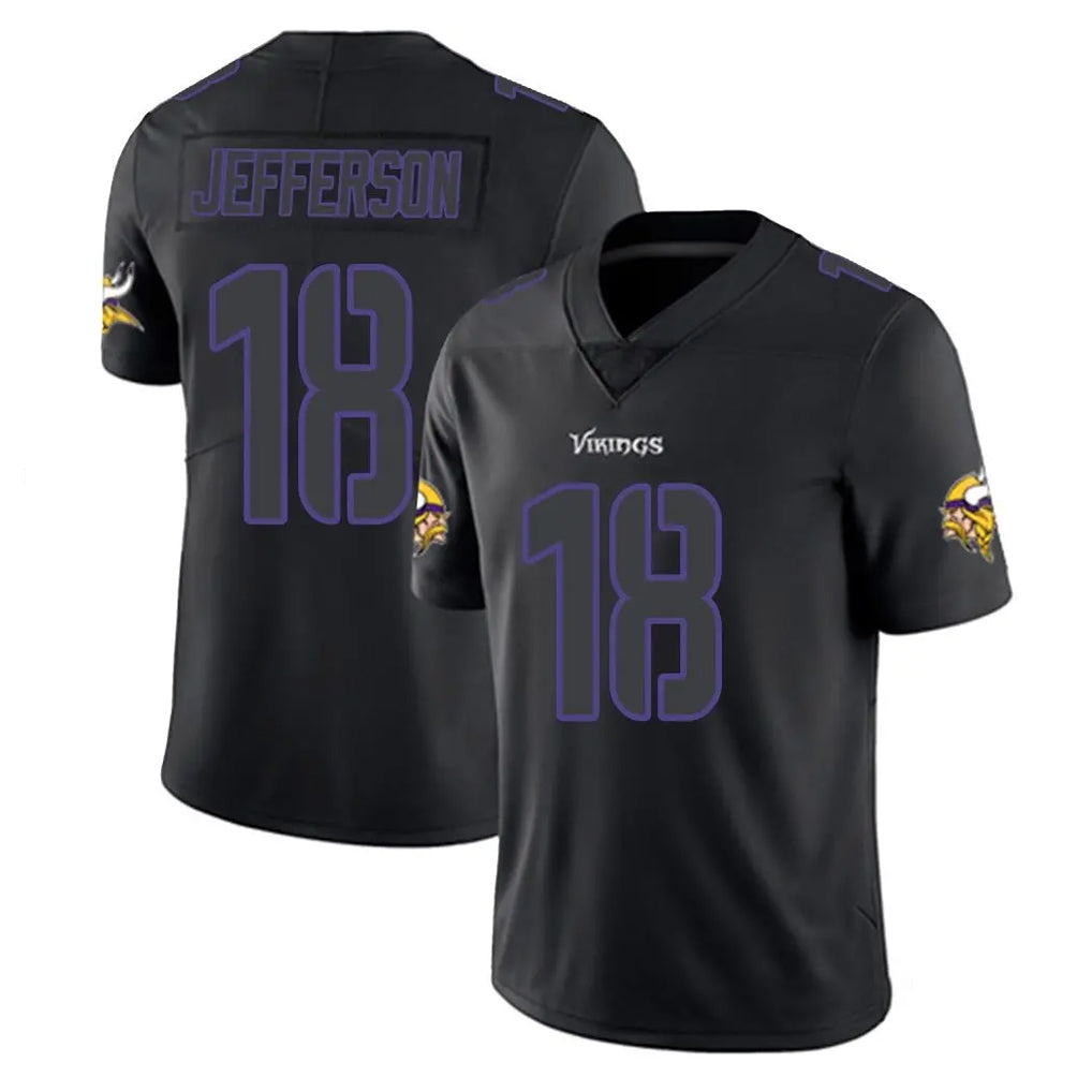 Fenge MN.Vikings #18 Justin Jefferson Player Black Impact LImited Home Game Stitched Jerseys