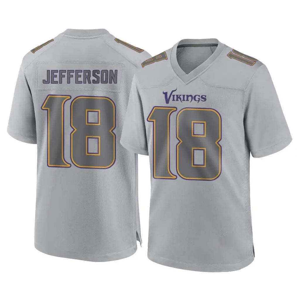 Fenge MN.Vikings #18 Justin Jefferson Player Gray Atmosphere Fashion Home Game Stitched Jerseys