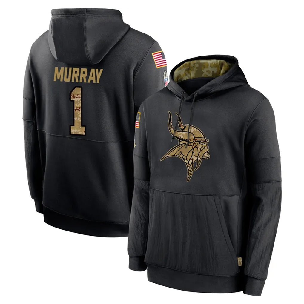 Fenge MN.Vikings #1 Kyler Murray Player Black Salute to Service Hoodies Limited Game Stitched Jerseys