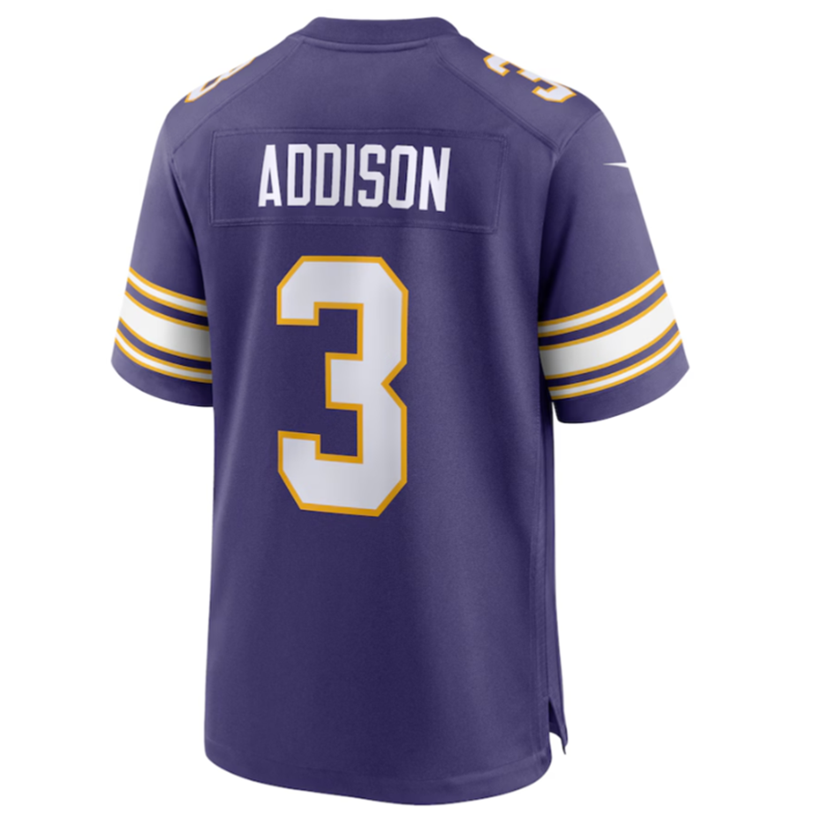 Fenge MN.Vikings #3 Jordan Addison Purple Classic Player Game Jersey American Stitched Jersey