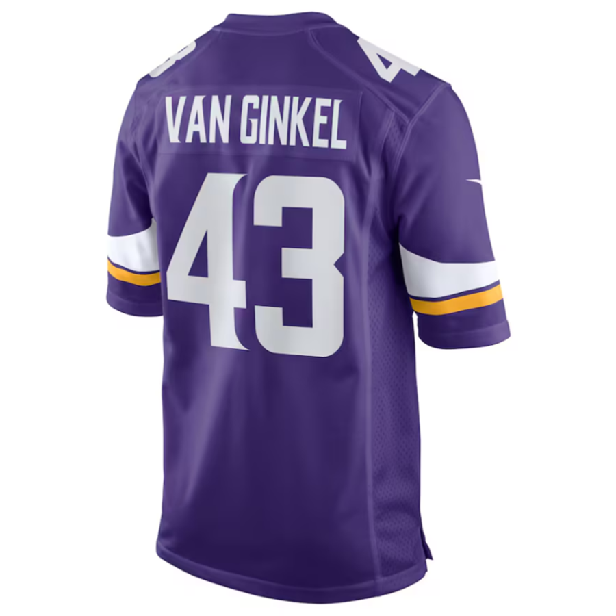Fenge MN.Vikings #43 Andrew Van Ginkel Purple Team Game Jersey Stitched American Stitched Jerseys
