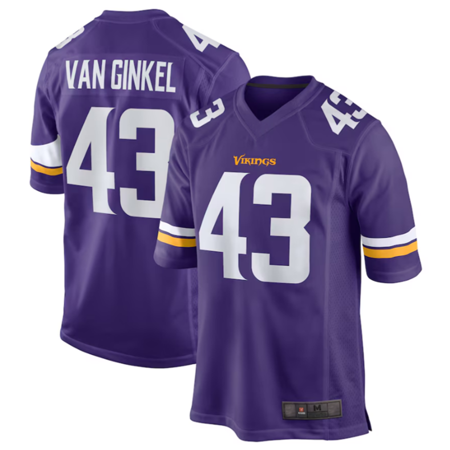 Fenge MN.Vikings #43 Andrew Van Ginkel Purple Team Game Jersey Stitched American Stitched Jersey