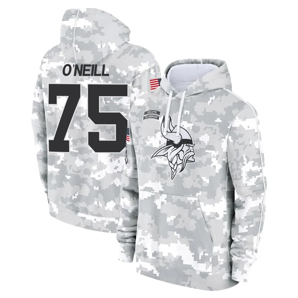 Fenge MN.Vikings #75 Brian O'Neill Player Arctic Camo Salute to Service Pullover Hoodies Limited Game Stitched Jerseys