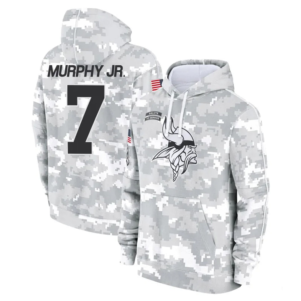 Fenge MN.Vikings #7 Byron Murphy Jr. Player Arctic Camo Salute to Service Pullover Hoodies Limited Game Stitched Jerseys
