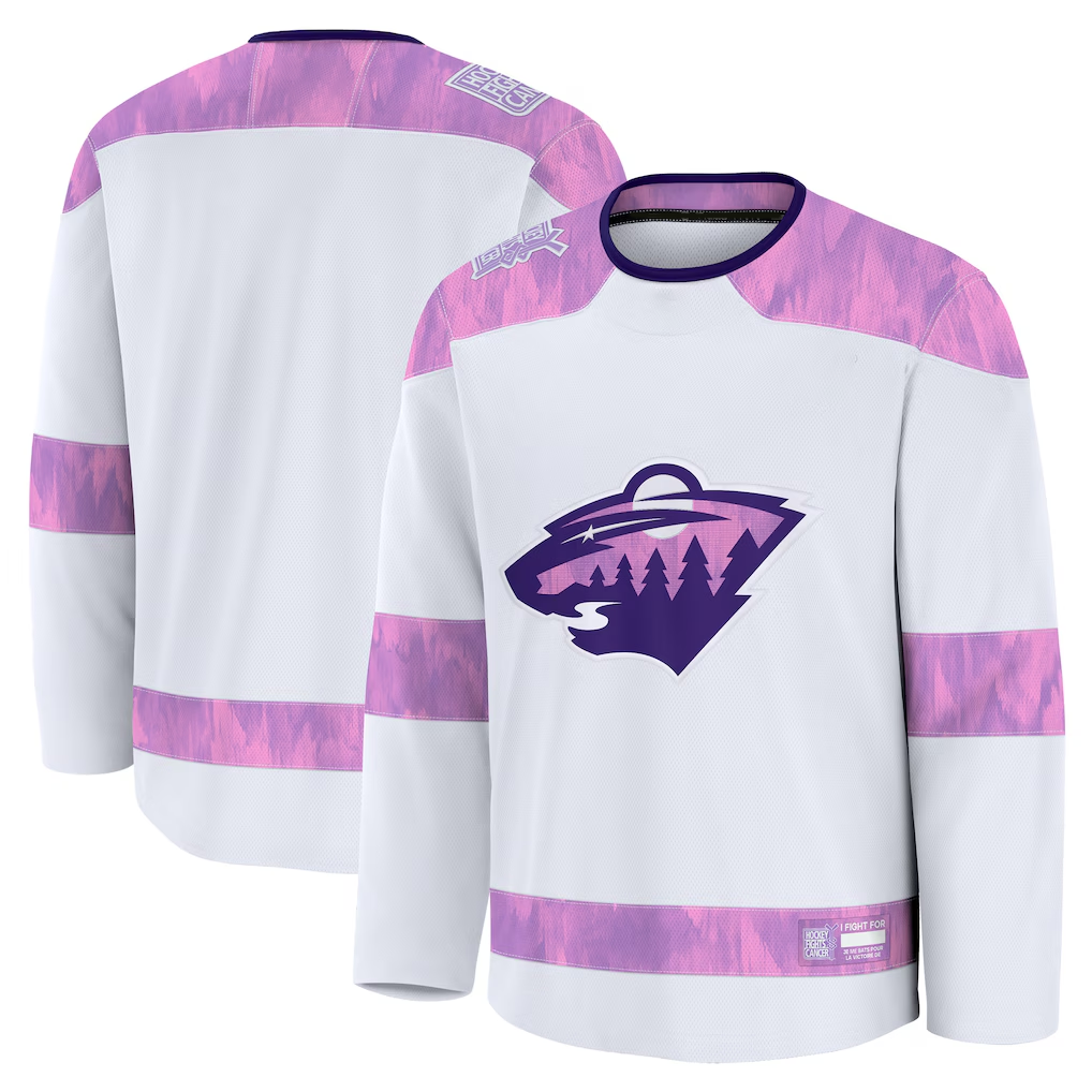 Fenge M.Wild White 2024 Hockey Fights Cancer Practice Jerseys