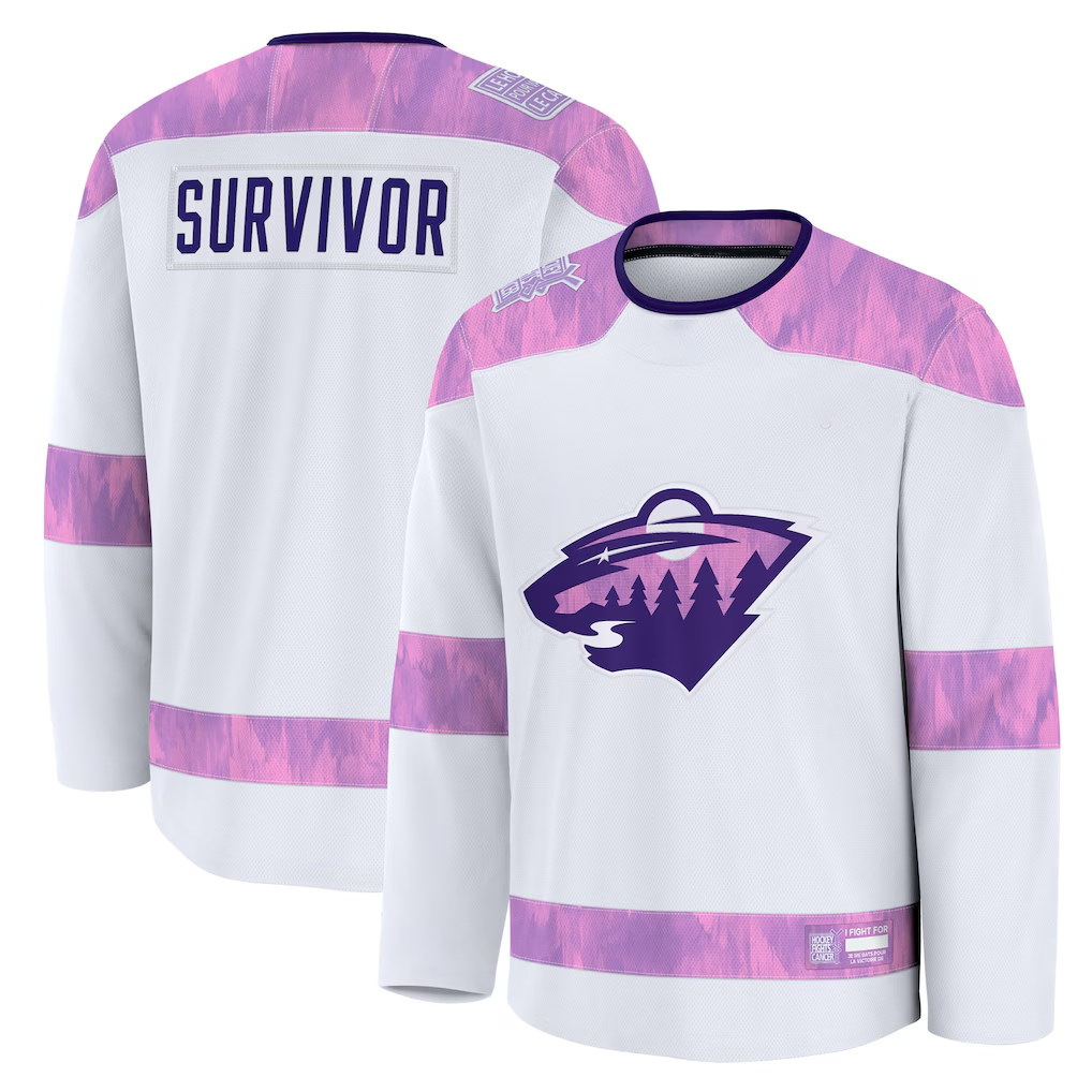 Fenge M.Wild White Hockey Fights Cancer Survivor Practice Jerseys