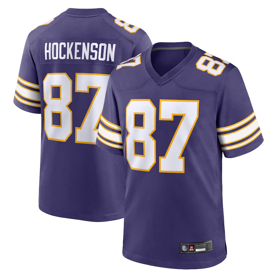 Fenge MN.Vikings Secondary Alternate Game Football Jerseys - Purple - #87 T.J. Hockenson Player Stitched Jerseys