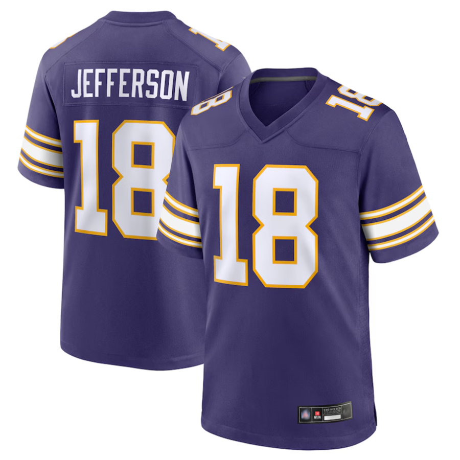 Fenge MN.Vikings #18 Justin Jefferson Player Purple Classic Limited Game Stitched Jerseys