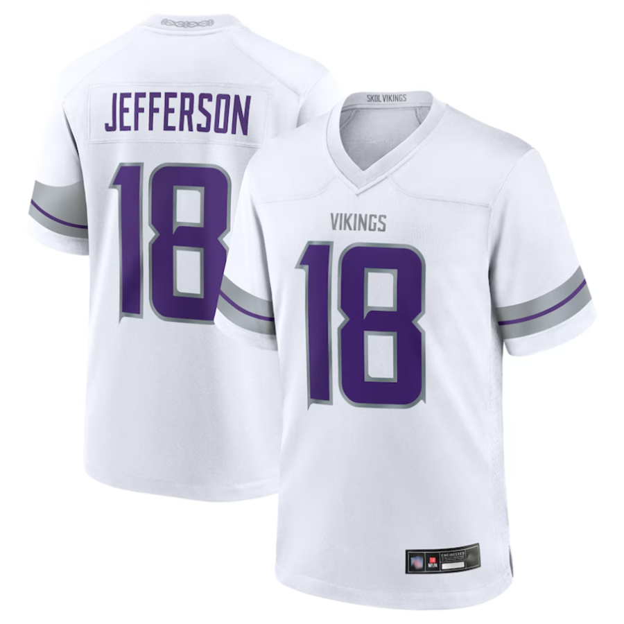 Fenge MN.Vikings #18 Justin Jefferson Player White Replica Game Stitched Jerseys