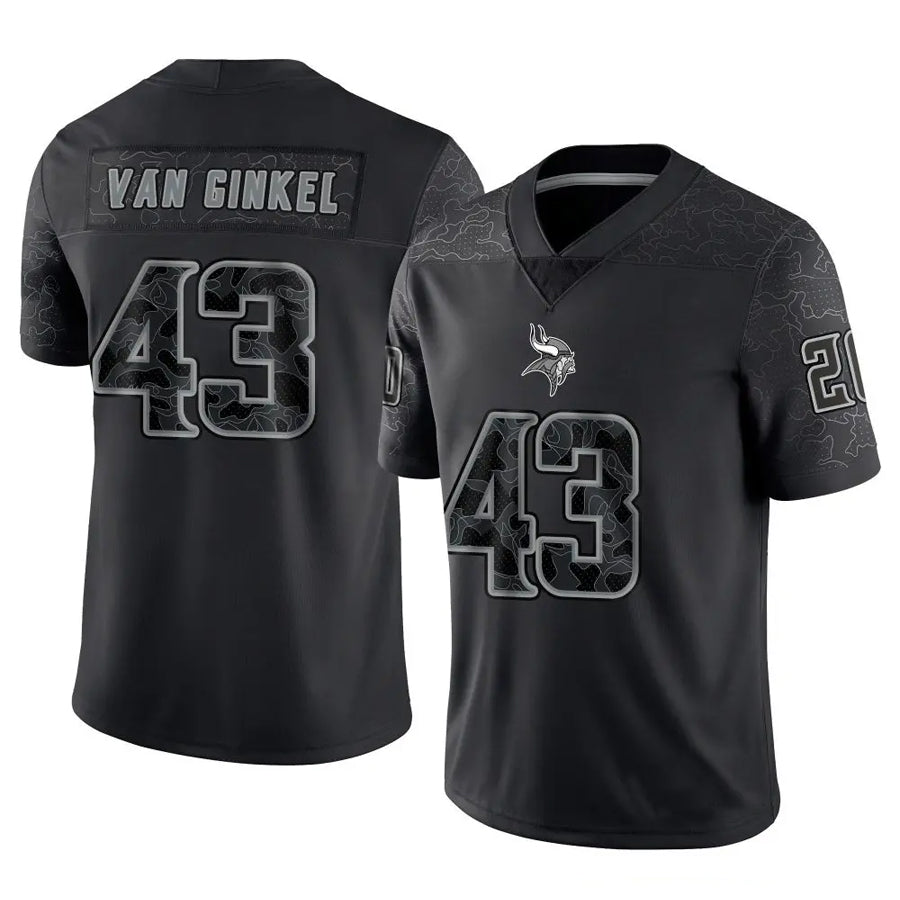 Fenge MN.Vikings #43 Andrew Van Ginkel Player Black REFLECTIVE Limited Stitched Jerseys