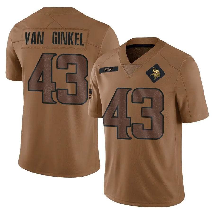 Fenge MN.Vikings #43 Andrew Van Ginkel Player Brown Salute To Service Limited Stitched Jerseys