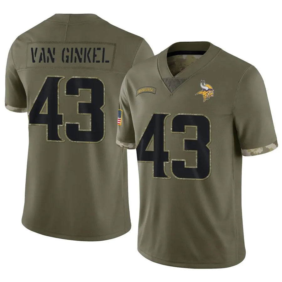 Fenge MN.Vikings #43 Andrew Van Ginkel Player Salute To Service Limited Olive Stitched Jerseys