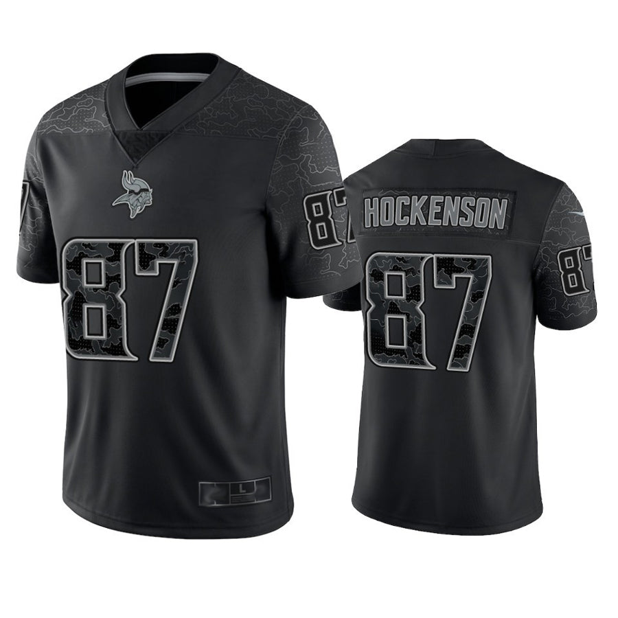 Fenge MN.Vikings #87 T.J. Hockenson Player Black REFLECTIVE Limited Stitched Jerseys