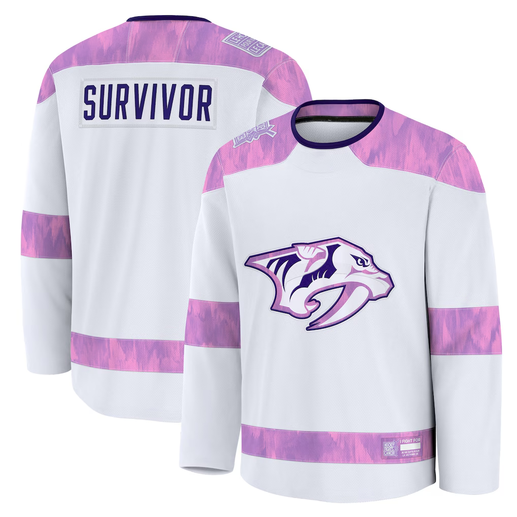 Fenge N.Predators White Hockey Fights Cancer Survivor Practice Jerseys