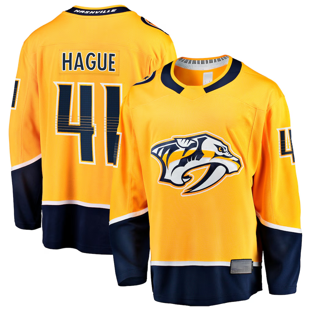 Fenge N.Predators #41 Nicolas Hague Gold Home Breakaway Jerseys