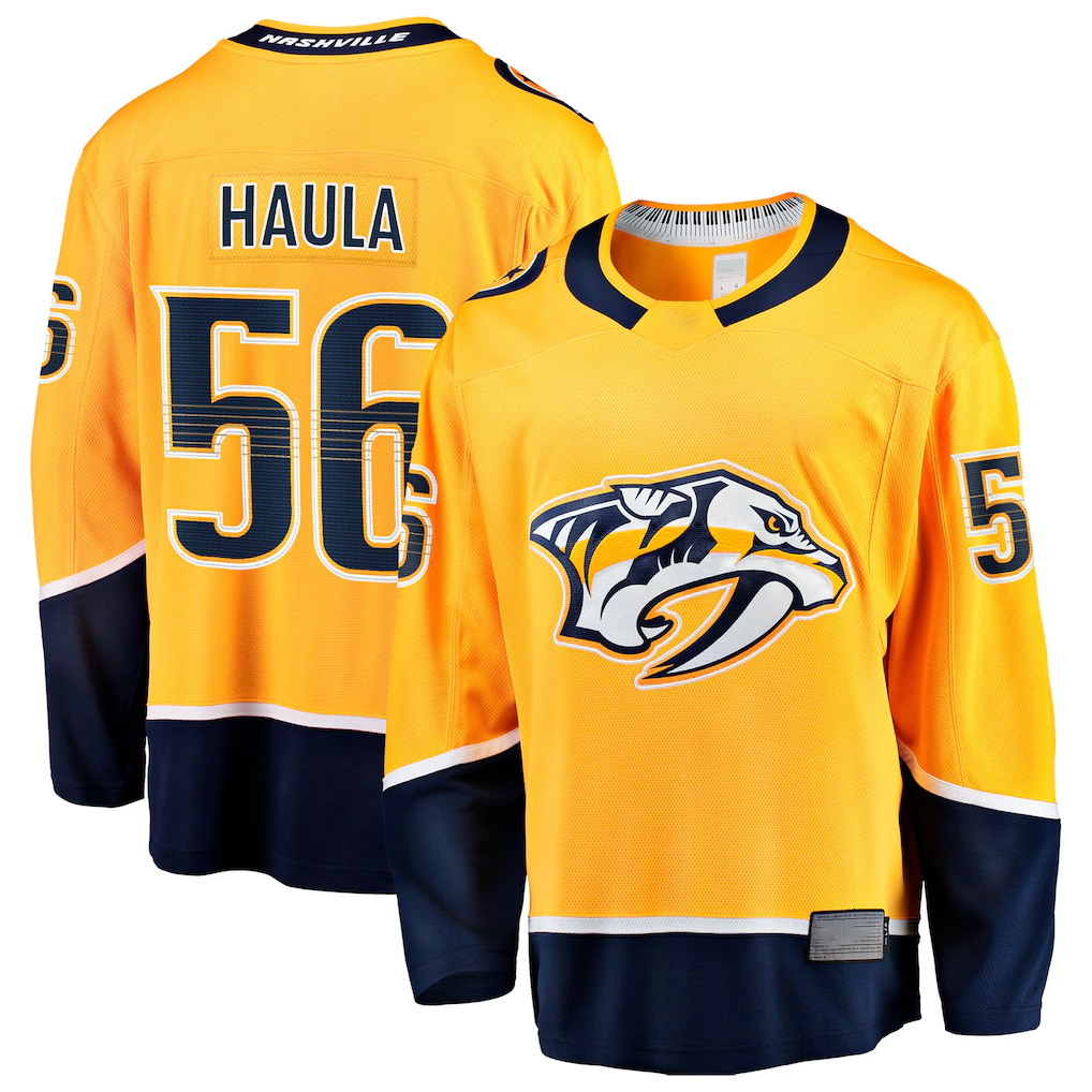 Fenge N.Predators #56 Erik Haula Gold Home Breakaway Jerseys