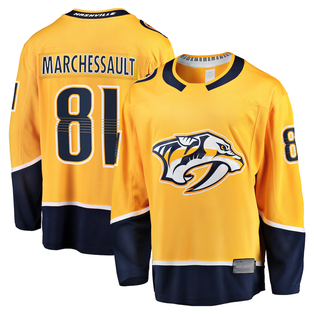 Fenge N.Predators #81 Jonathan Marchessault Gold Home Premier Breakaway Player Jerseys