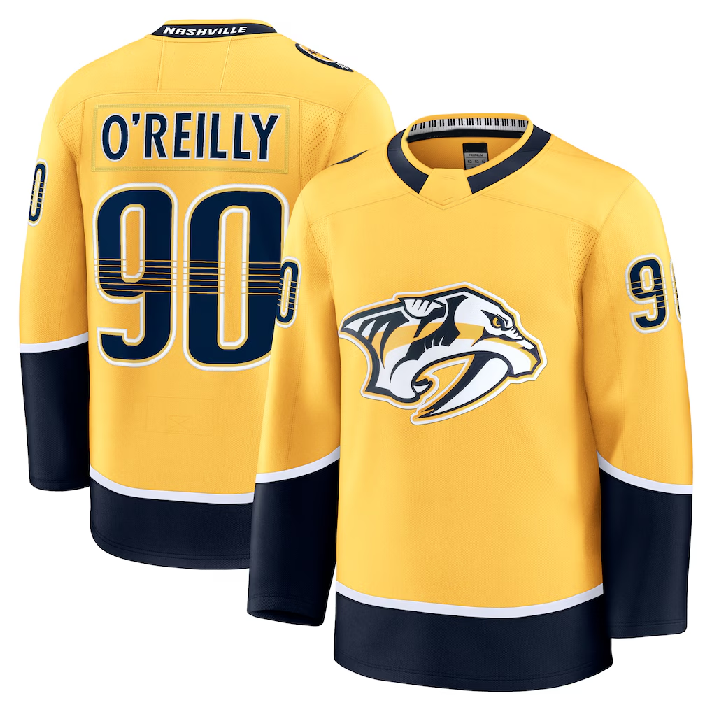 Fenge N.Predators #90 Ryan O'Reilly Yellow Home Premium Jerseys