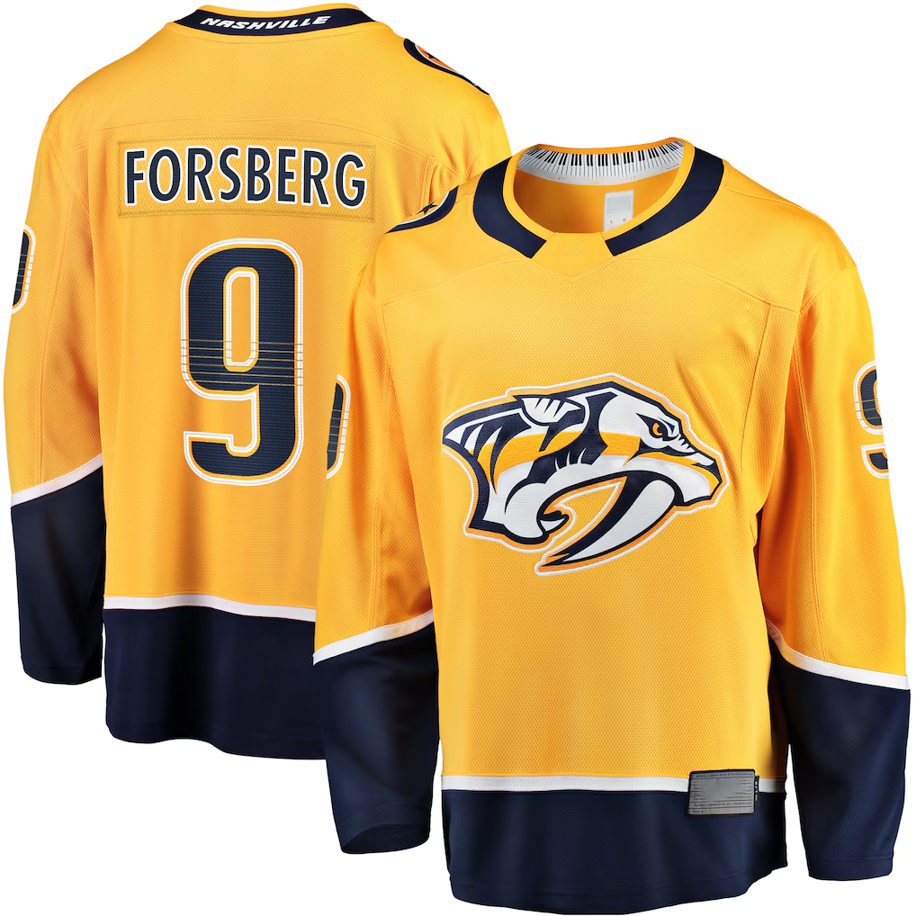 Fenge N.Predators #9 Filip Forsberg Gold Home Breakaway Jerseys