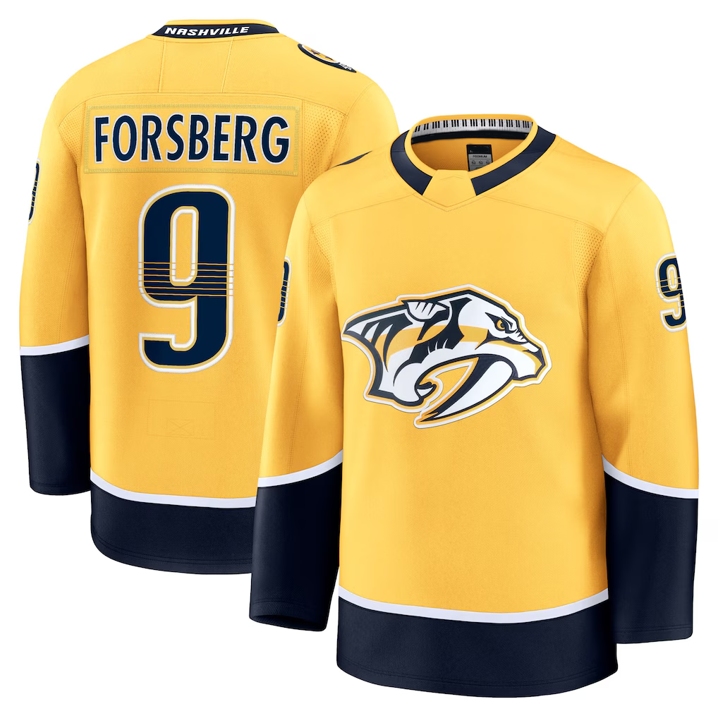 Fenge N.Predators #9 Filip Forsberg Gold Home Premium Jerseys