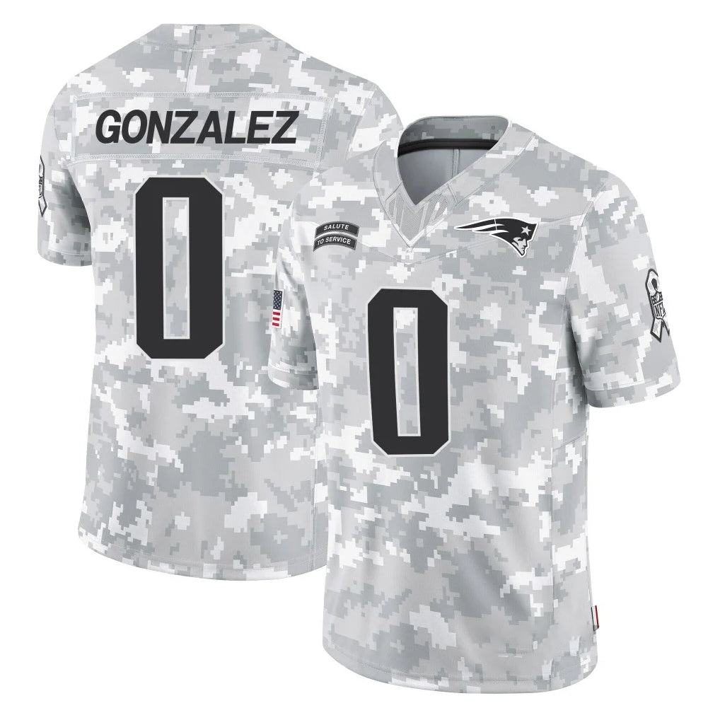 Fenge NE.Patriots #0 Christian Gonzalez Player Arctic Camo Salute To Service Limited Game Stitched Jerseys
