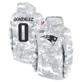 Fenge NE.Patriots #0 Christian Gonzalez Player Salute to Service Hoodies Stitched Jerseys