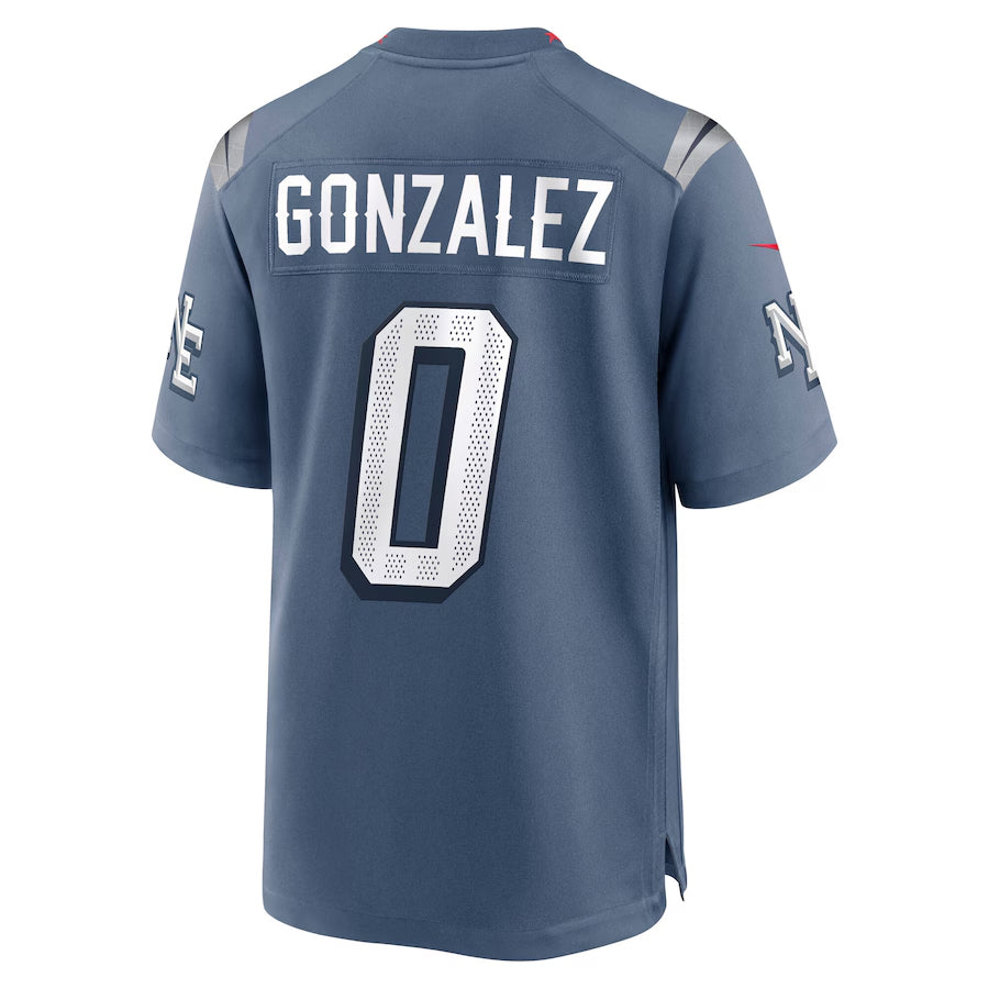 Fenge NE.Patriots #0 Christian Gonzalez Player Storm Blue Rivalries Collection Game Stitched Jersey