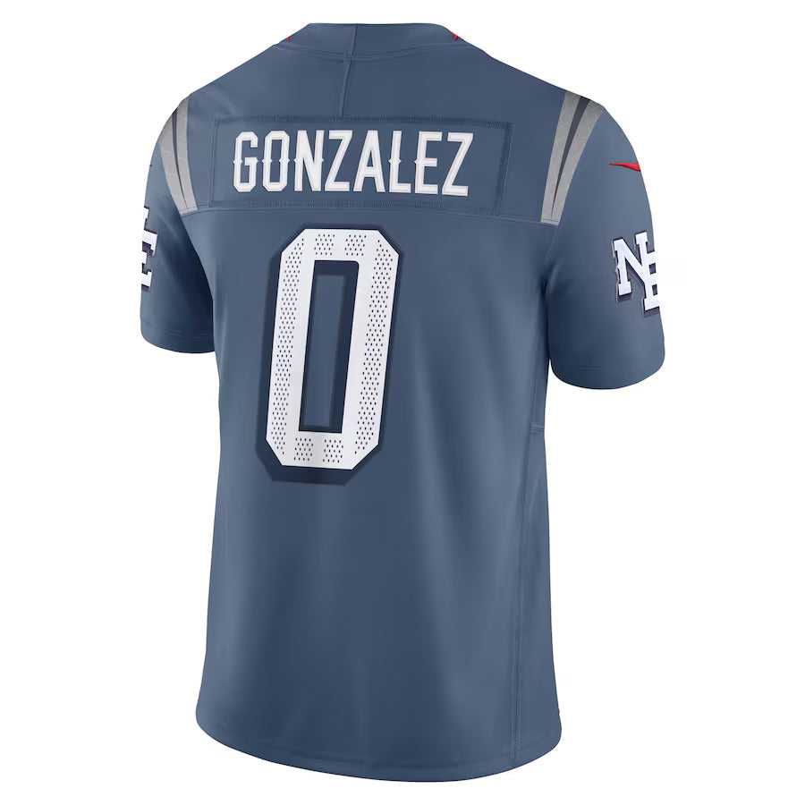 Fenge NE.Patriots #0 Christian Gonzalez Player Storm Blue Rivalries Collection Limited Stitched Jersey