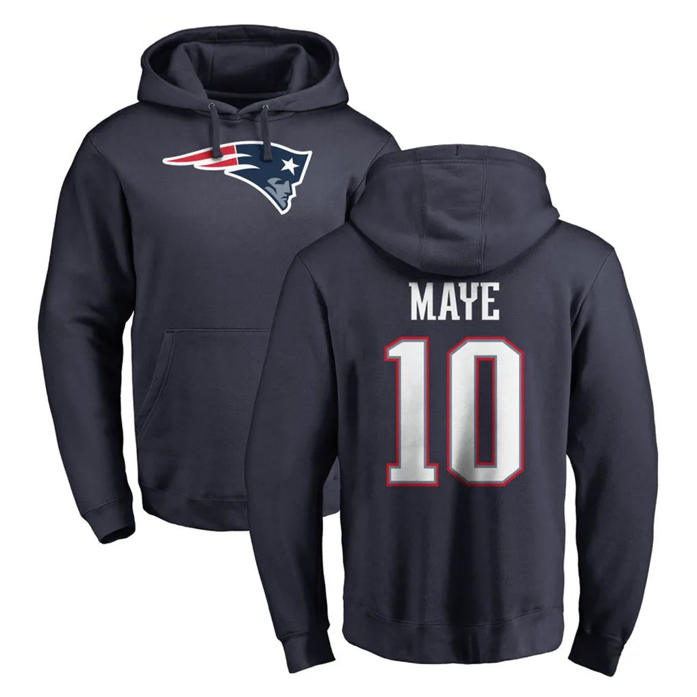 Fenge NE.Patriots #10 Drake Maye Player Navy LOGO Pullover Hoodies Home Game Stitched Jerseys