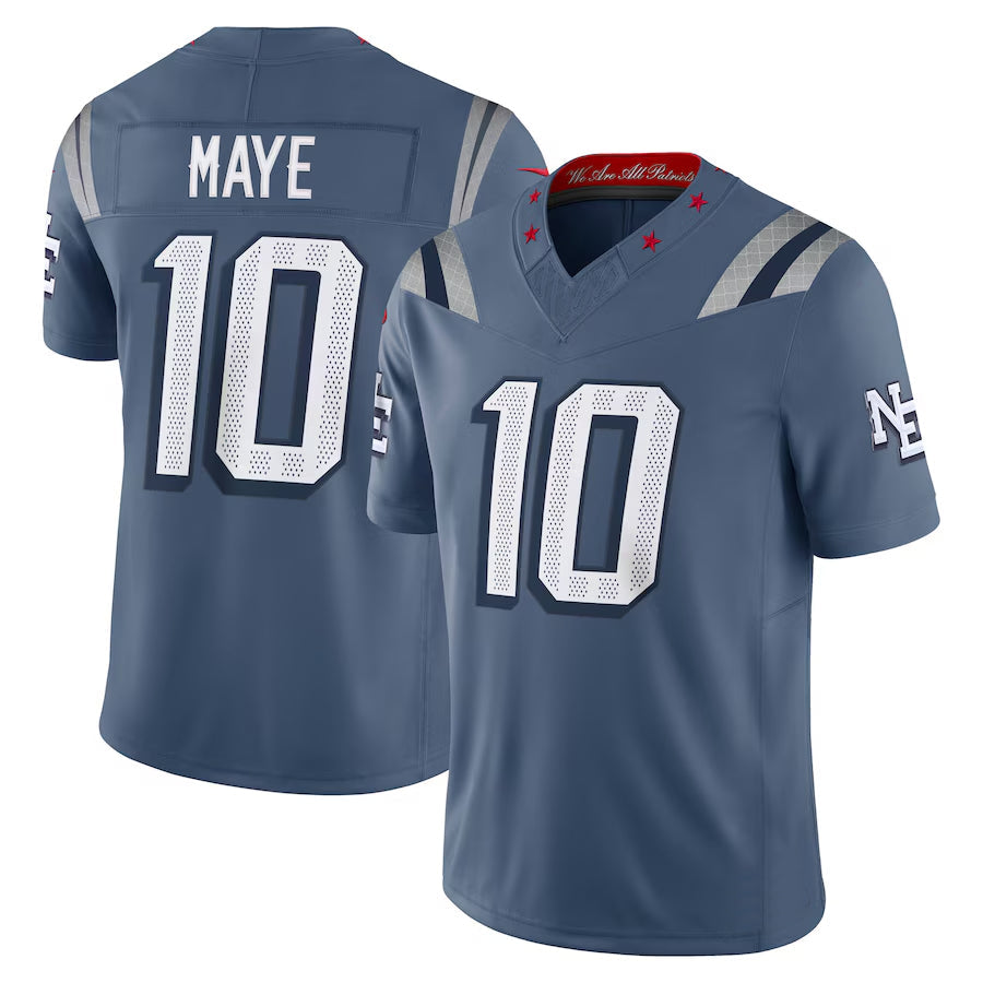 Fenge NE.Patriots #10 Drake Maye Player Storm Blue Rivalries Collection Limited Stitched Jerseys