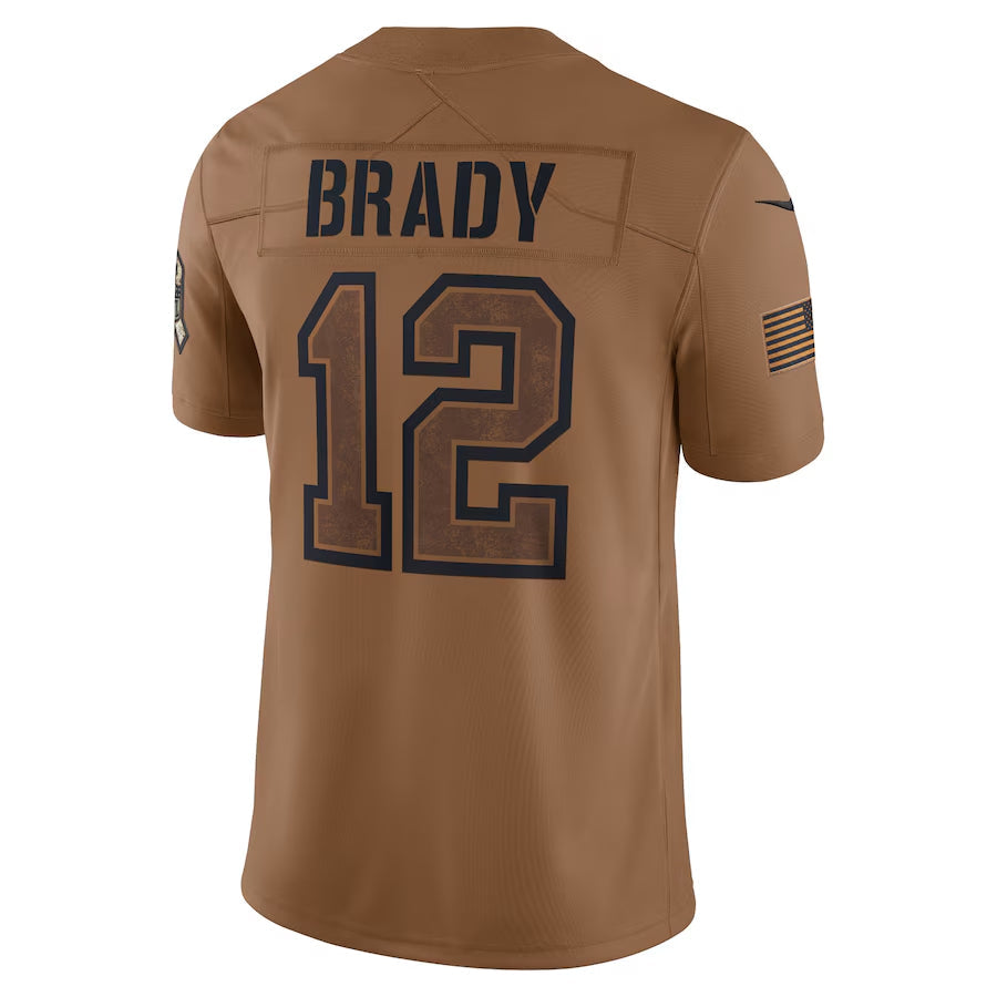 Fenge NE.Patriots #12 Tom Brady Player Brown Salute To Service Limited Stitched Jerseys