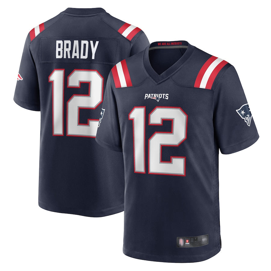 Fenge NE.Patriots #12 Tom Brady Player Navy Game Replica Stitched Jerseys