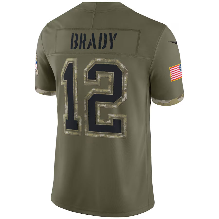Fenge NE.Patriots #12 Tom Brady Player Olive Salute To Service Limited Stitched Jerseys