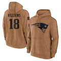 Fenge NE.Patriots #18 Kyle Williams Player Brown Salute to Service Pullover Hoodies Limited Game Stitched Jerseys