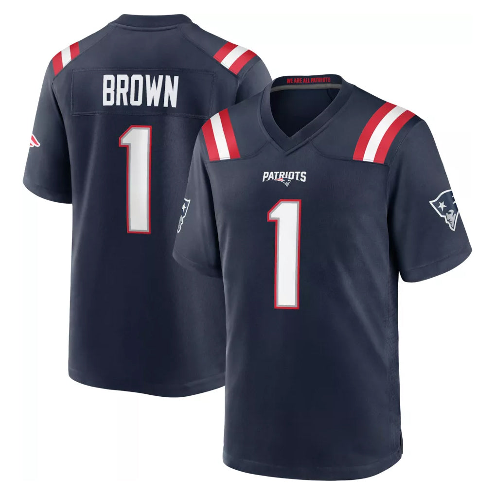 Fenge NE.Patriots #1 A.J. Brown Player Navy Home Game Stitched Jerseys