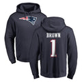 Fenge NE.Patriots #1 A.J. Brown Player Navy LOGO Pullover Hoodies Home Game Stitched Jerseys