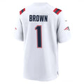 Fenge NE.Patriots #1 A.J. Brown Player White Home Game Stitched Jerseys