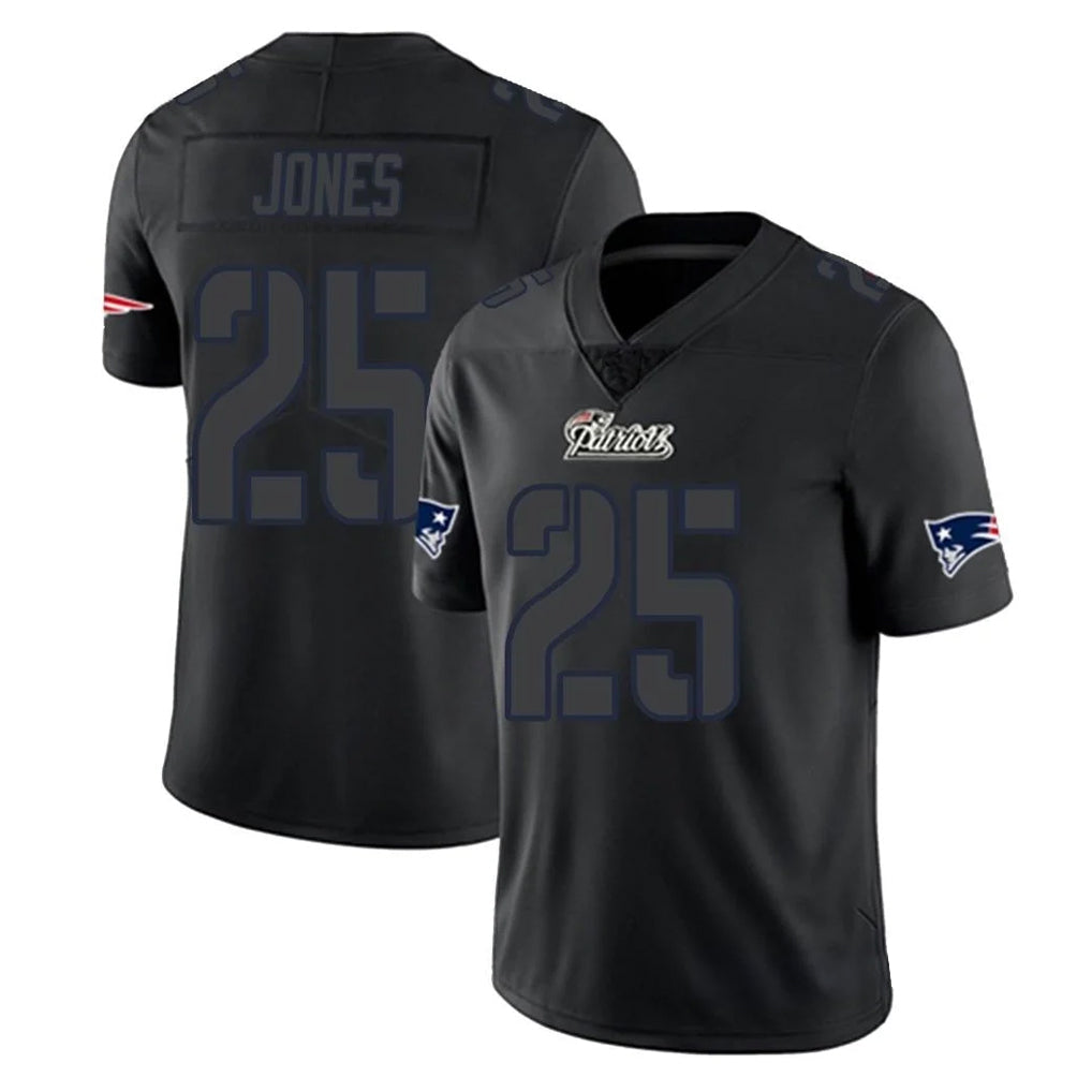 Fenge NE.Patriots #25 Marcus Jones Player Black Impact LImited Home Game Stitched Jerseys