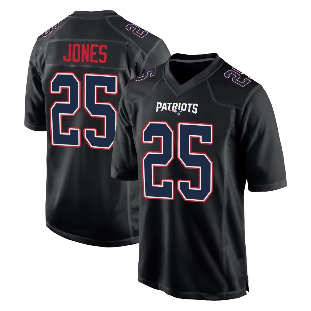 Fenge NE.Patriots #25 Marcus Jones Player Carbon Fashion Limited Home Game Stitched Jerseys