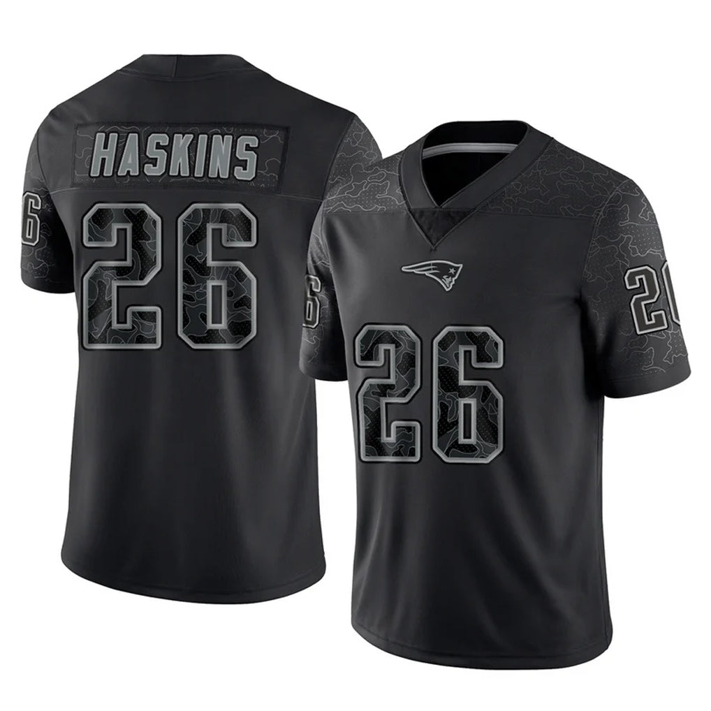 Fenge NE.Patriots #26 Hassan Haskins Player Black Reflective LImited Home Game Stitched Jerseys