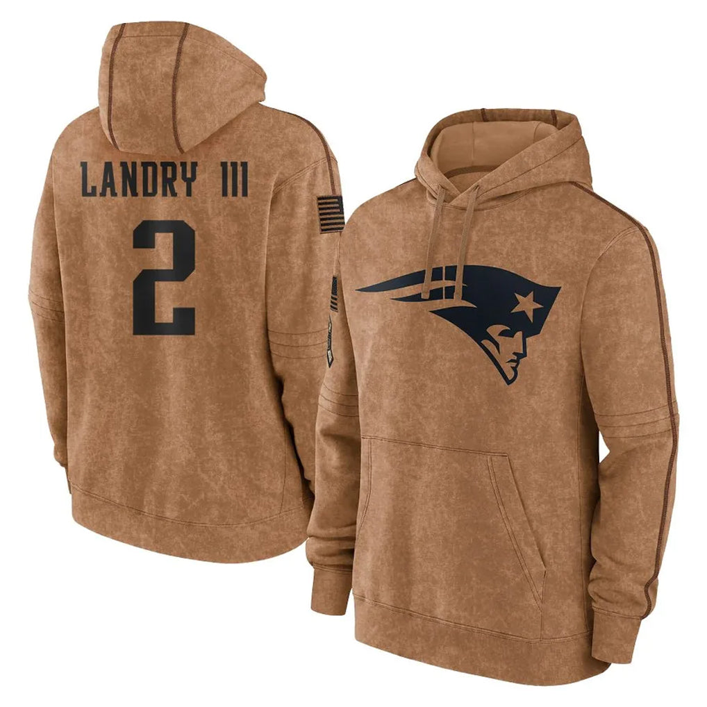 Fenge NE.Patriots #2 Harold Landry III Player Brown Salute to Service Pullover Hoodies Limited Game Stitched Jerseys